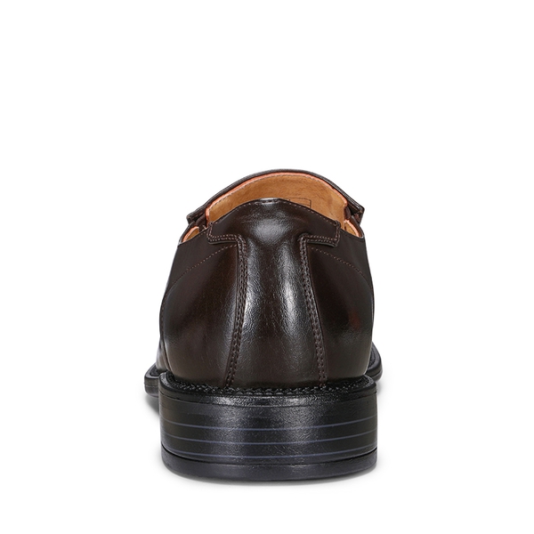 Men's Synthetic Leather Dress Loafers - DARK BROWN - 4
