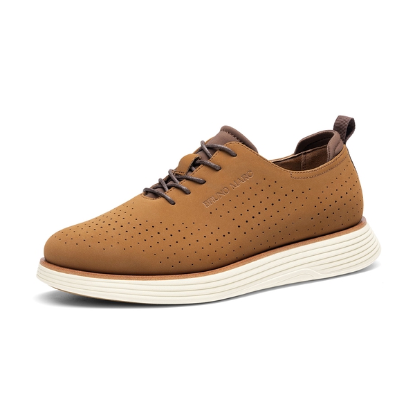 Men’s Smart Casual Oxford Style Sneakers - BROWN/BEIGE -  0