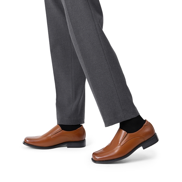 Men's Synthetic Leather Dress Loafers - BROWN - 6