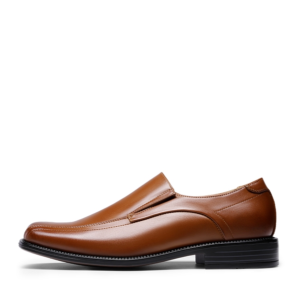 Men's Synthetic Leather Dress Loafers - BROWN - 2