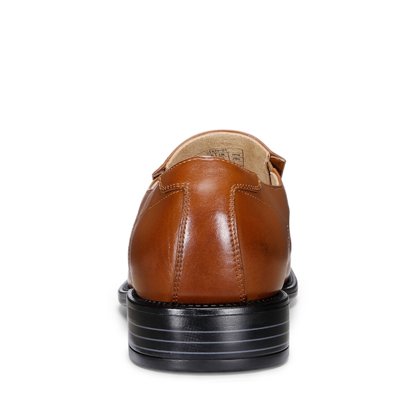 Men's Synthetic Leather Dress Loafers - BROWN - 4