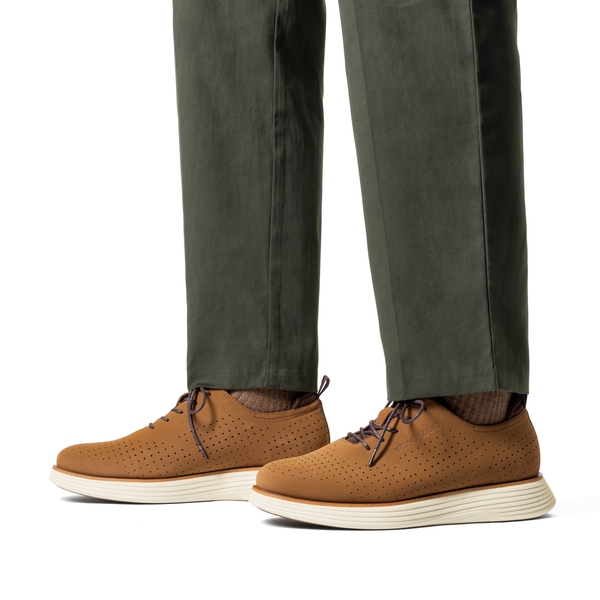 Men’s Smart Casual Oxford Style Sneakers - BROWN/BEIGE - 4