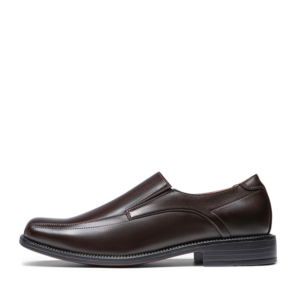 Men's Synthetic Leather Dress Loafers - DARK BROWN - 2