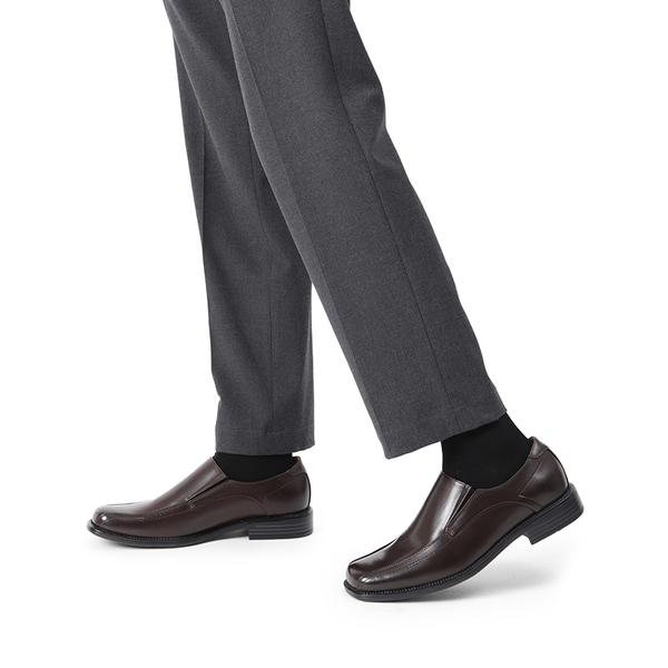 Men's Synthetic Leather Dress Loafers - DARK BROWN - 6