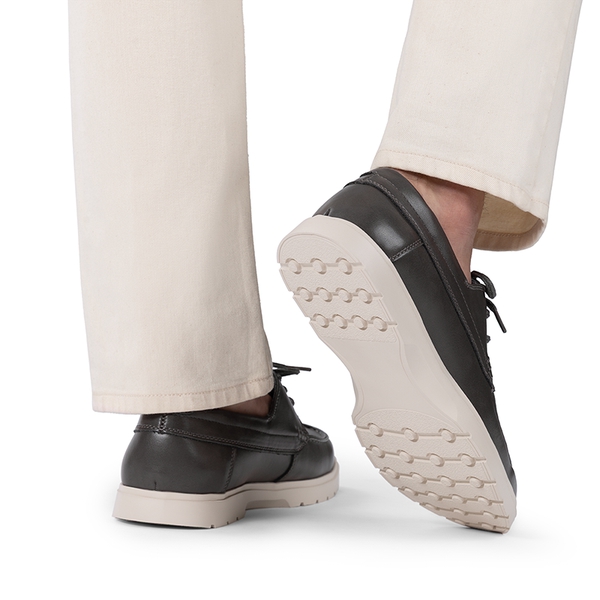 Men’s Slip-On Mesh Boat Loafers - GREY-PU - 6