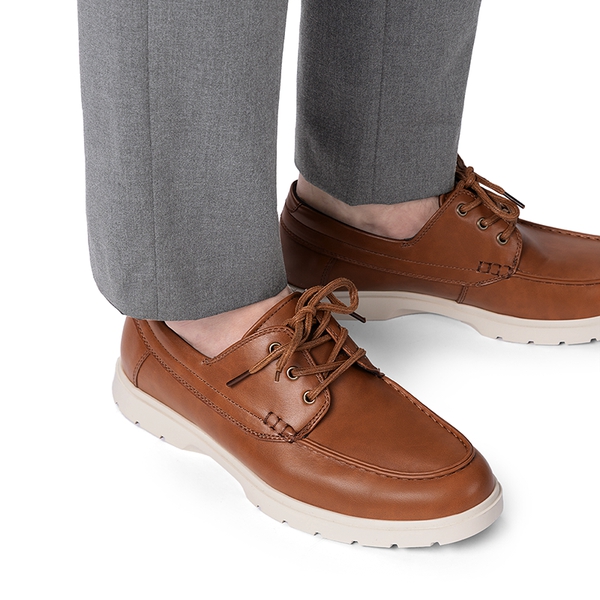 Men’s Slip-On Mesh Boat Loafers - BROWN-PU - 5