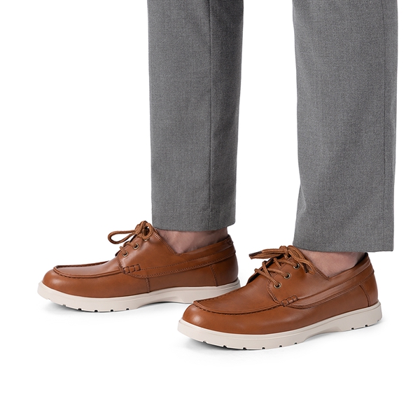 Men’s Slip-On Mesh Boat Loafers - BROWN-PU - 4