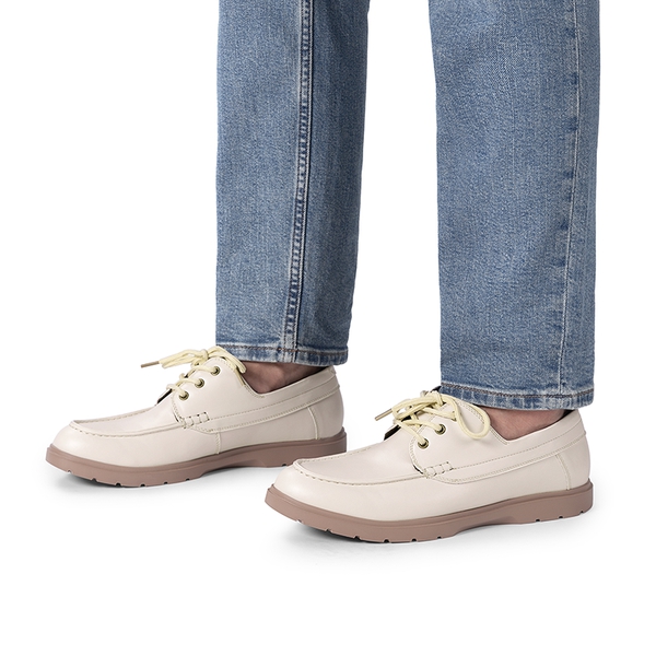 Men’s Slip-On Mesh Boat Loafers - BEIGE-PU - 4