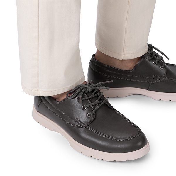 Men’s Slip-On Mesh Boat Loafers - GREY-PU - 5