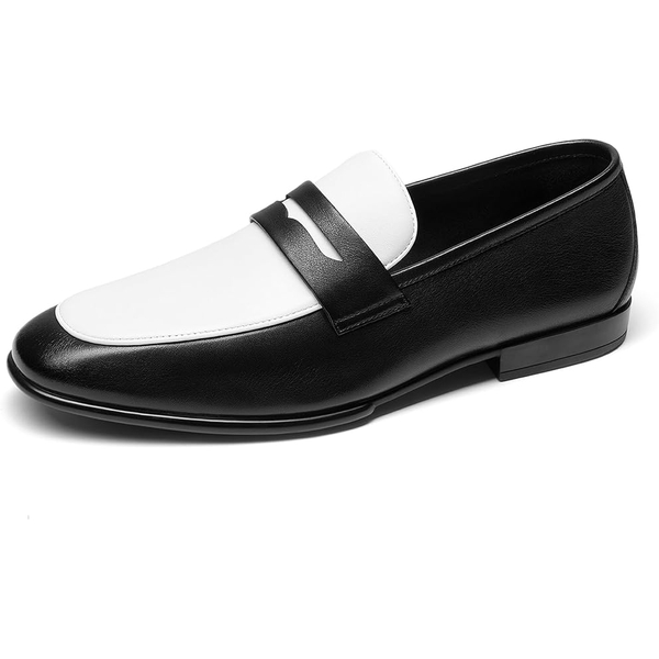 Bruno Marc Men's Classic Penny Loafers Leather Dress Shoes Comfort Lightweight Slip-on Shoe - BLACK/WHITE -  0