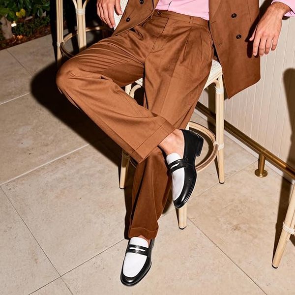 Bruno Marc Men's Classic Penny Loafers Leather Dress Shoes Comfort Lightweight Slip-on Shoe - BLACK/WHITE - 4