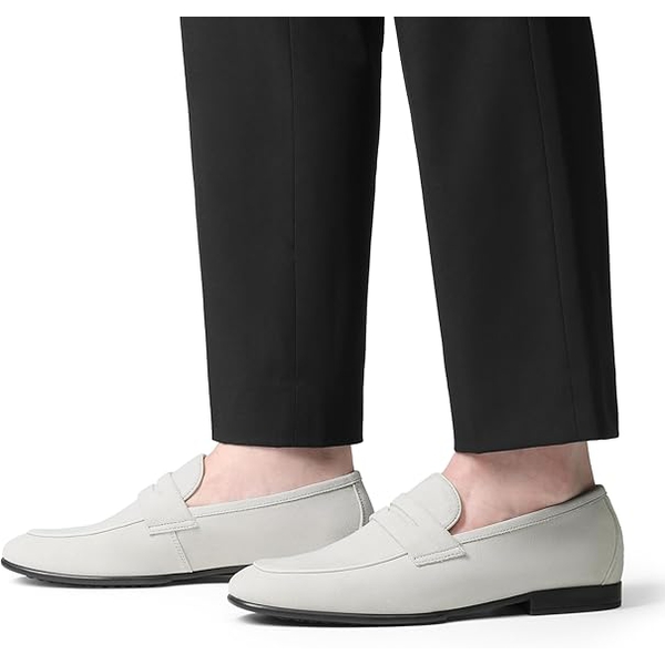 Men's Classic Penny Loafers Leather Dress Shoes Comfort Lightweight Slip-on Shoe - SAND - 1