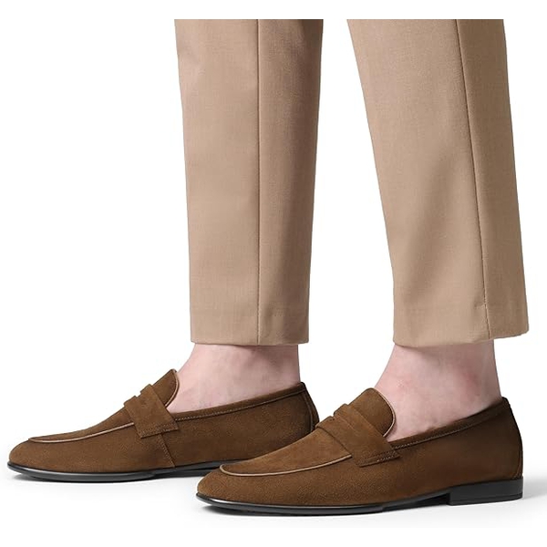 Men's Classic Leather Dress Loafers - TAN - 1