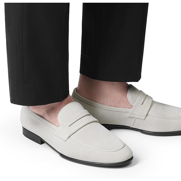 Men's Classic Penny Loafers Leather Dress Shoes Comfort Lightweight Slip-on Shoe - SAND - 5