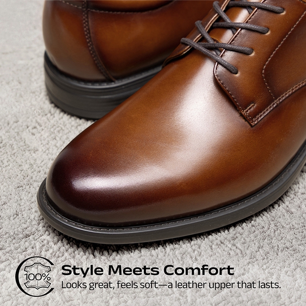 Full-Grain Leather Upper Men's Oxfords Shoes - LIGHT BROWN - 1