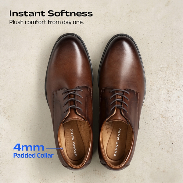 Full-Grain Leather Upper Men's Oxfords Shoes - BROWN - 3