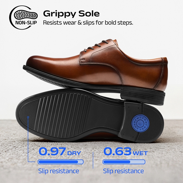 Full-Grain Leather Upper Men's Oxfords Shoes - LIGHT BROWN - 4