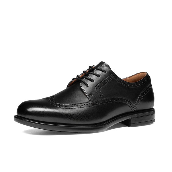Men's Brogue Wingtip Oxfords Shoes - BLACK -  0