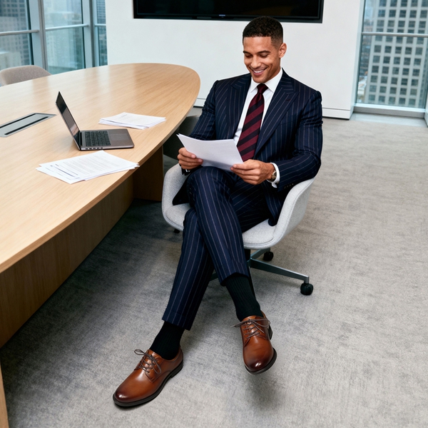 Full-Grain Leather Upper Men's Oxfords Shoes - LIGHT BROWN - 5