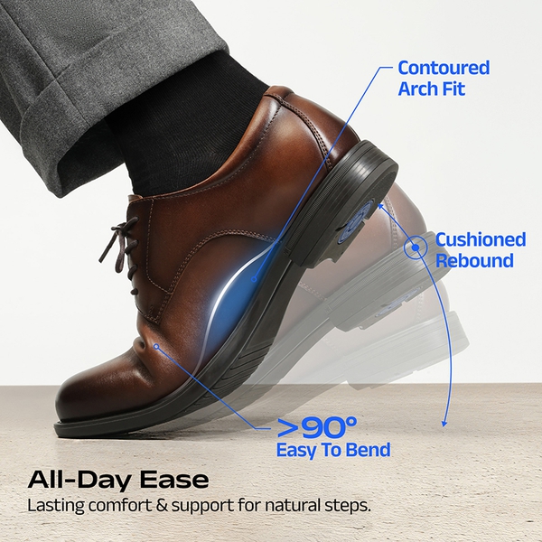 Full-Grain Leather Upper Men's Oxfords Shoes - BROWN - 2