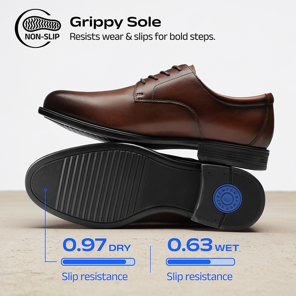 Full-Grain Leather Upper Men's Oxfords Shoes - BROWN - 4