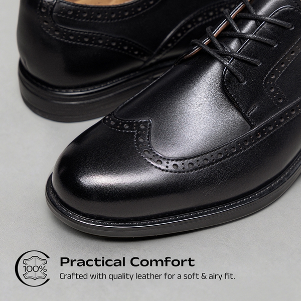 Men's Brogue Wingtip Oxfords Shoes - BLACK - 1