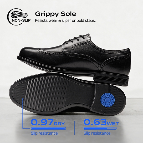 Men's Brogue Wingtip Oxfords Shoes - BLACK - 4