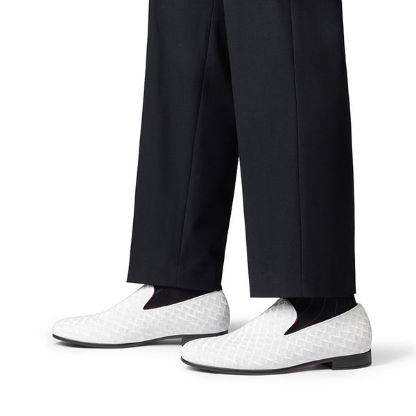 Men's Dress Velvet Tuxedo Loafers - WHITE - 4