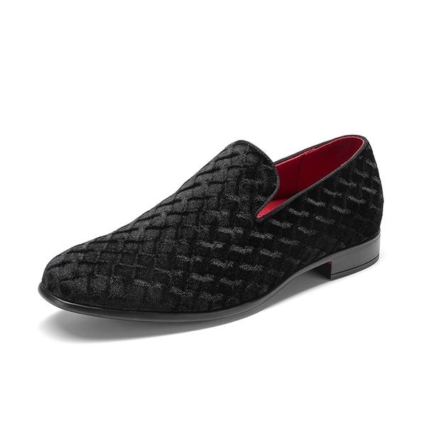 Men's Dress Velvet Tuxedo Loafers - BLACK -  0
