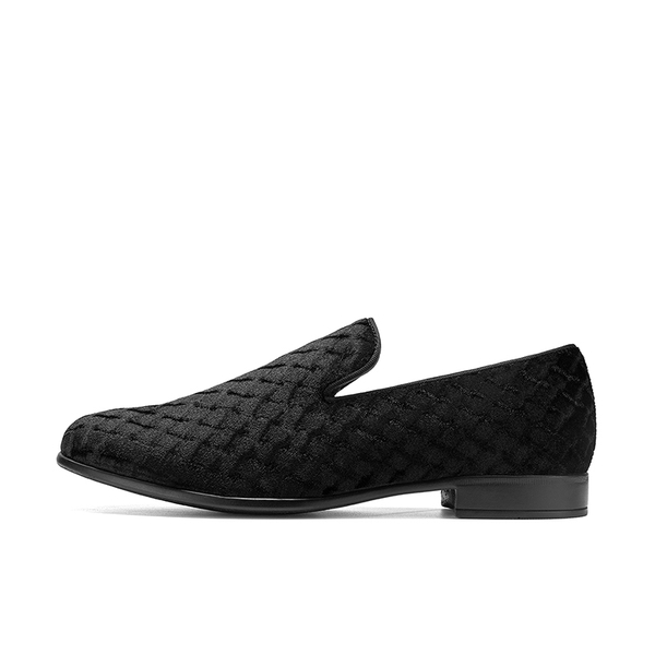 Men's Dress Velvet Tuxedo Loafers - BLACK - 1