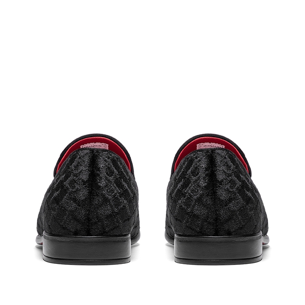 Men's Dress Velvet Tuxedo Loafers - BLACK - 3