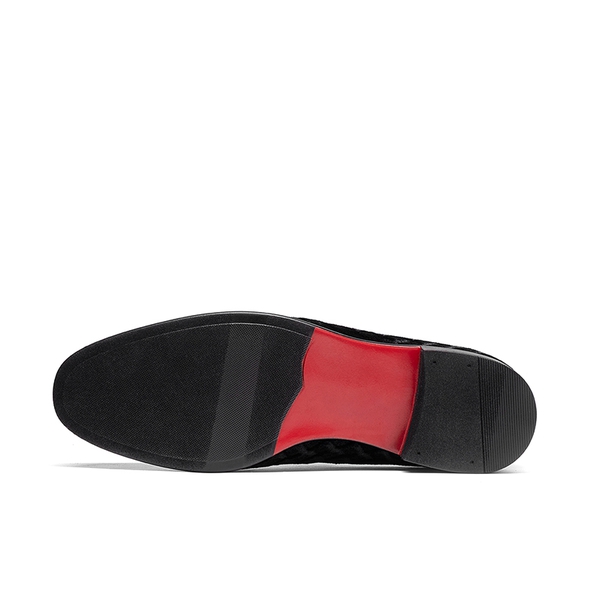 Men's Dress Velvet Tuxedo Loafers - BLACK - 2