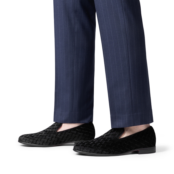 Men's Dress Velvet Tuxedo Loafers - BLACK - 4