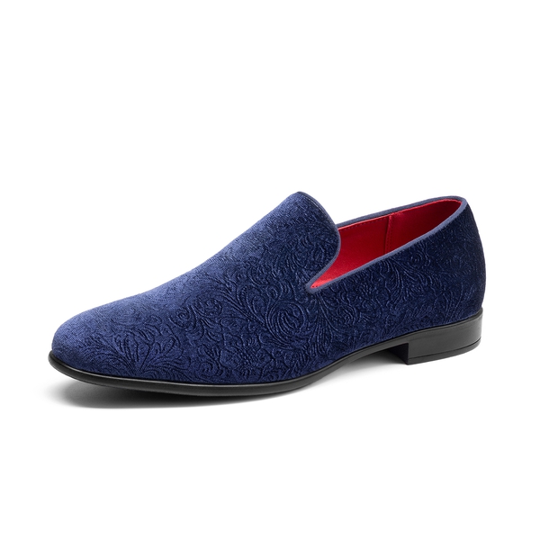 Men's Dress Velvet Tuxedo Loafers - DARK BLUE -  0