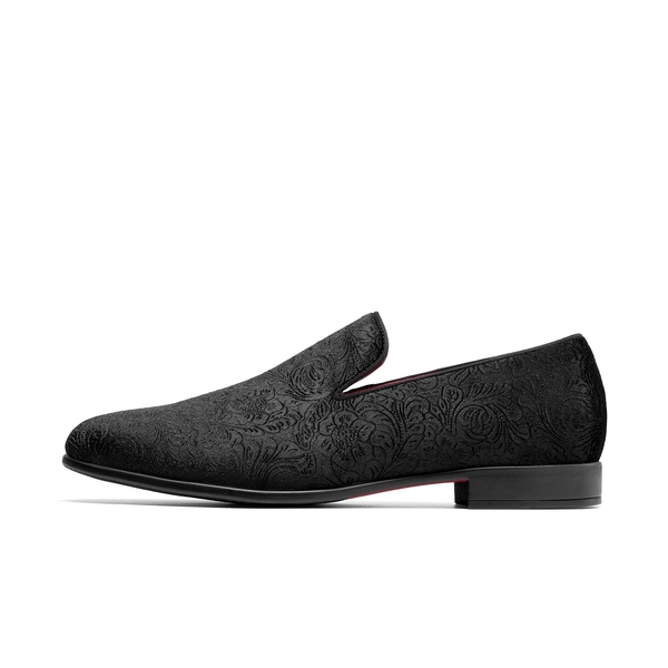 Men's Dress Velvet Tuxedo Loafers - BLACK - 3