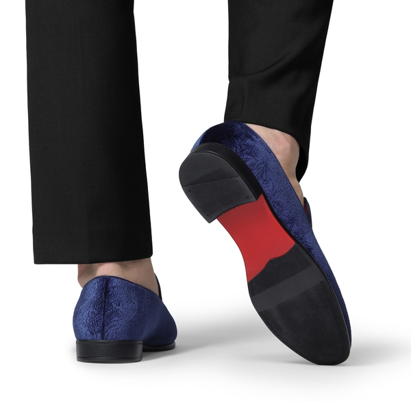 Men's Dress Velvet Tuxedo Loafers - DARK BLUE - 6