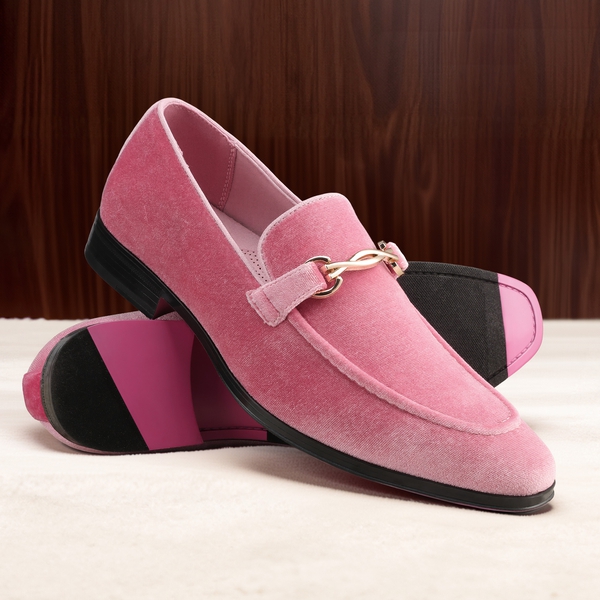 Men's Dress Tuxedo Shoe Slip-on Classic Luxury Loafers - PINK - 2