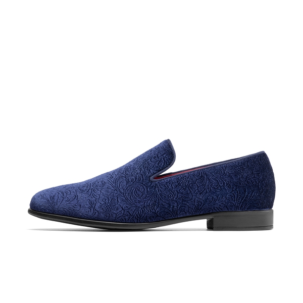 Men's Dress Velvet Tuxedo Loafers - DARK BLUE - 3