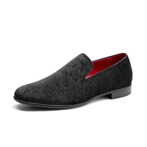 Men's Dress Velvet Tuxedo Loafers - BLACK -  0