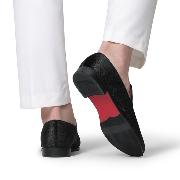 Men's Dress Velvet Tuxedo Loafers - BLACK - 6