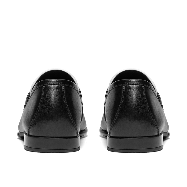 Men's Classic Leather Dress Loafers - BLACK/WHITE - 3