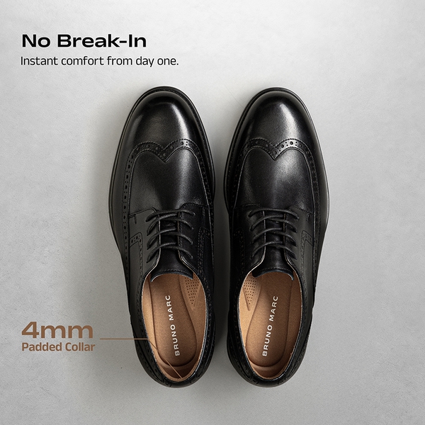 Men's Brogue Wingtip Oxfords Shoes - BLACK - 5