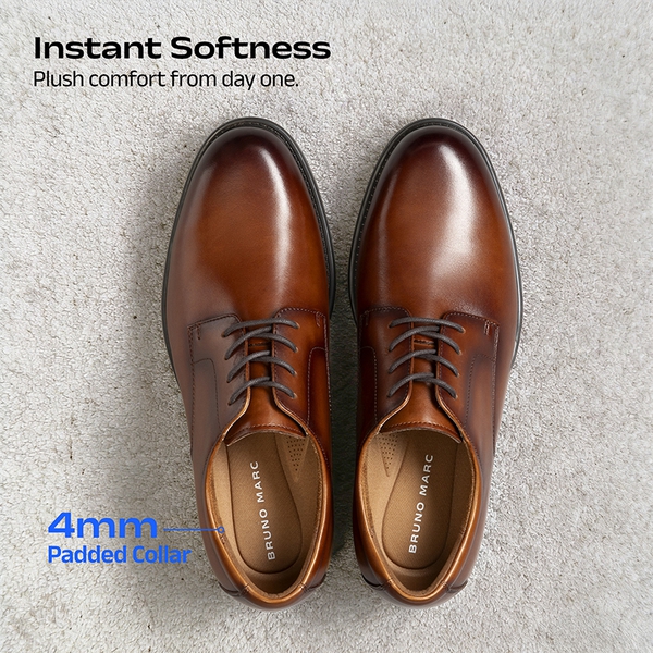 Full-Grain Leather Upper Men's Oxfords - LIGHT BROWN - 3