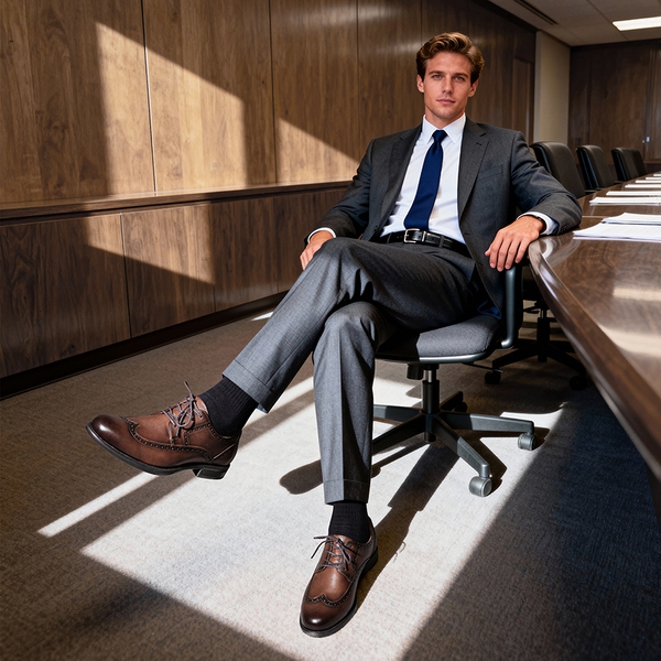 Men's Brogue Wingtip Oxfords - BROWN - 7