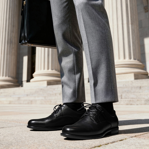 Full-Grain Leather Upper Men's Oxfords Shoes - BLACK - 6