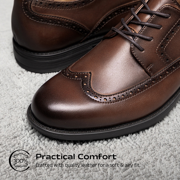 Men's Brogue Wingtip Oxfords - BROWN - 3