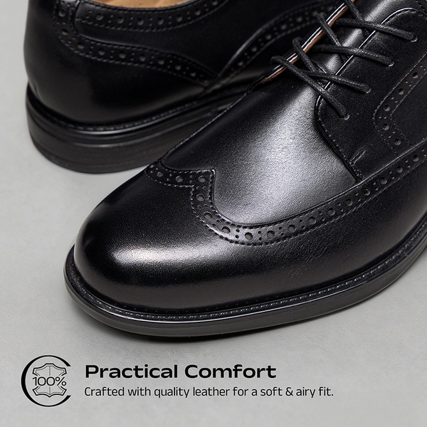 Men's Brogue Wingtip Oxfords Shoes - BLACK - 3