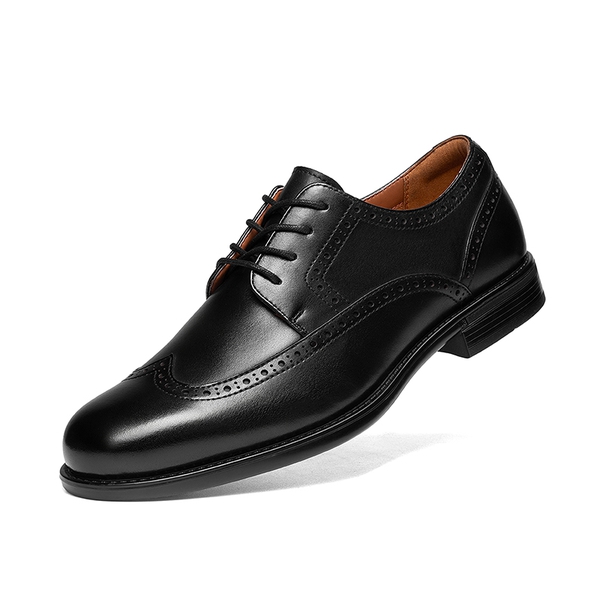 Men's Brogue Wingtip Oxfords Shoes - BLACK -  0