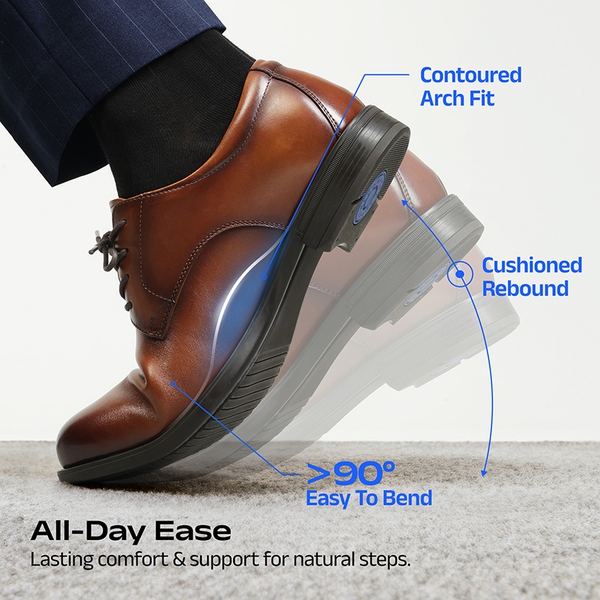 Full-Grain Leather Upper Men's Oxfords - LIGHT BROWN - 2