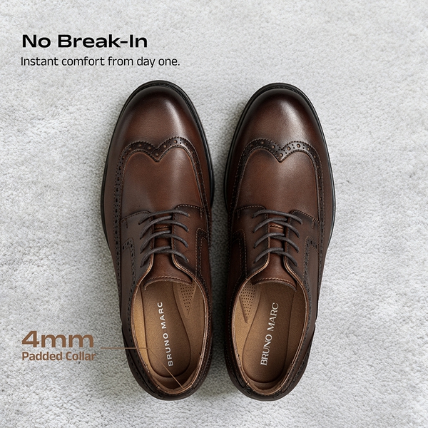 Men's Brogue Wingtip Oxfords - BROWN - 5